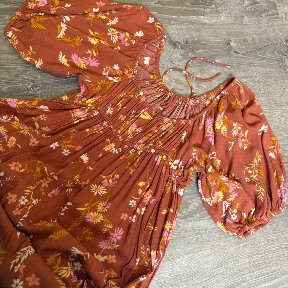 Billabong Rust Floral Midi Dress - Picture 9 of 10